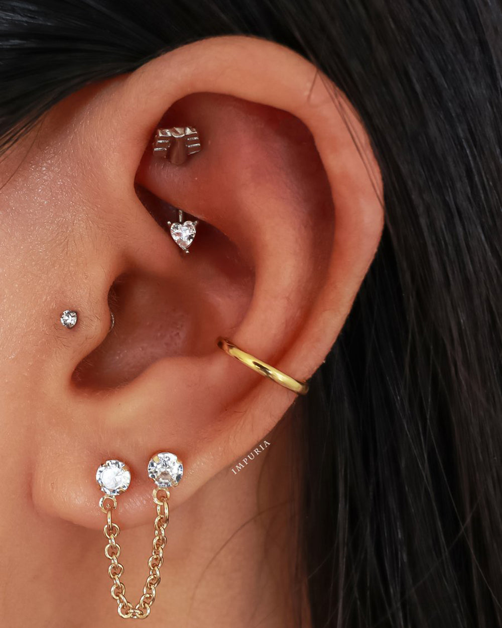 Eternity Crystal 14K Gold Ear Piercing Stud