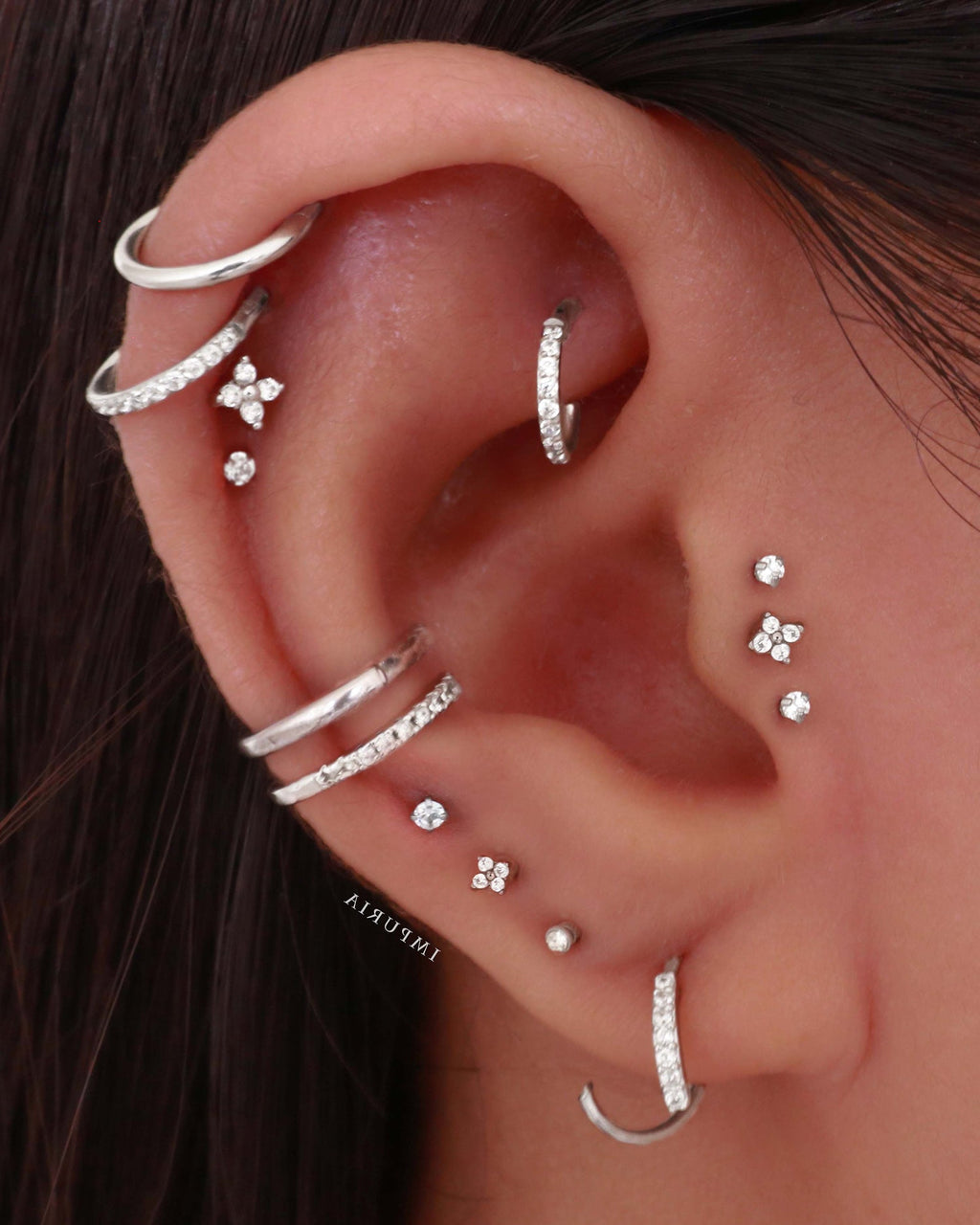 June Minimalist Crystal Spiral Hoop Earrings