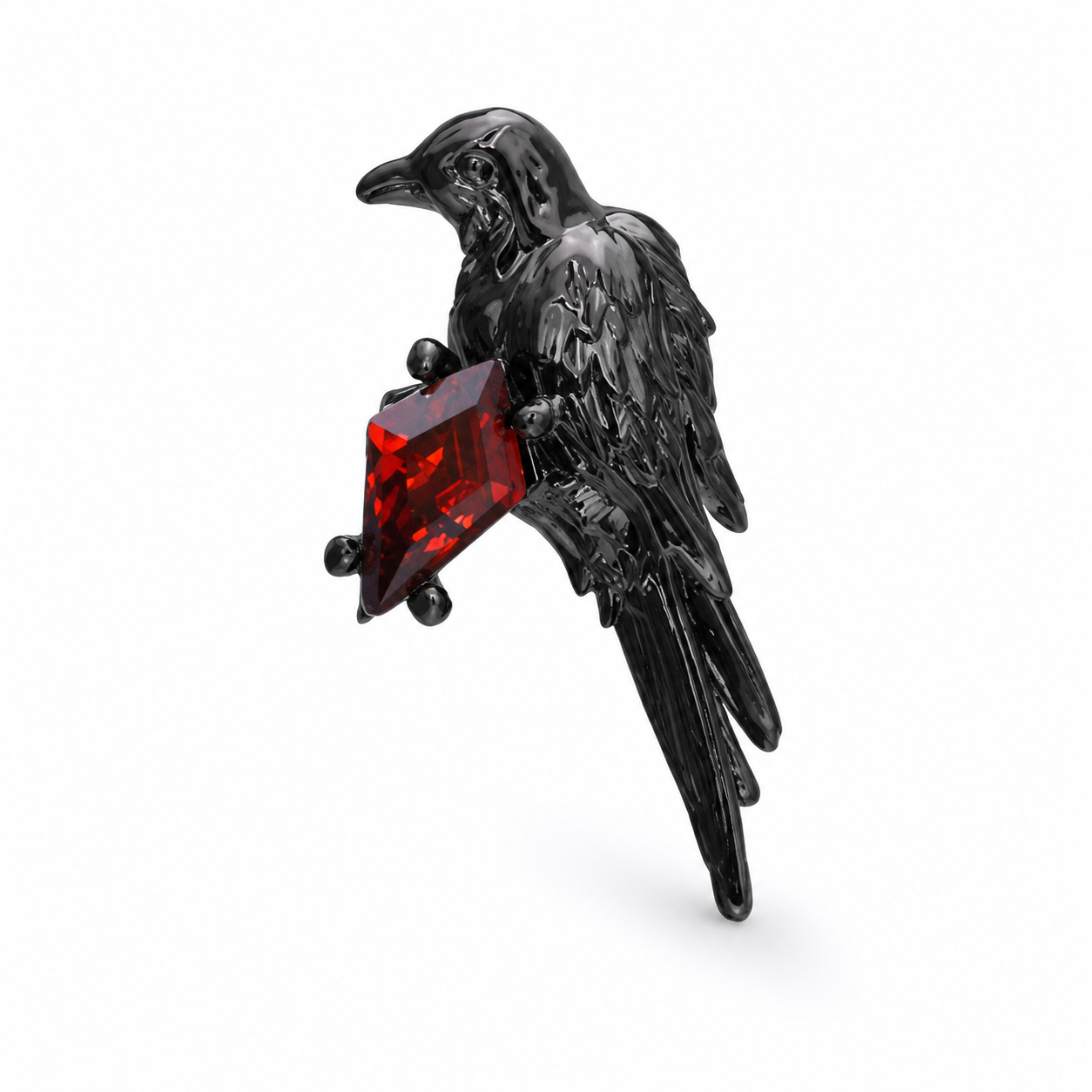 Crimson Raven 925 Sterling Silver Earrings with red stone – alternate product view