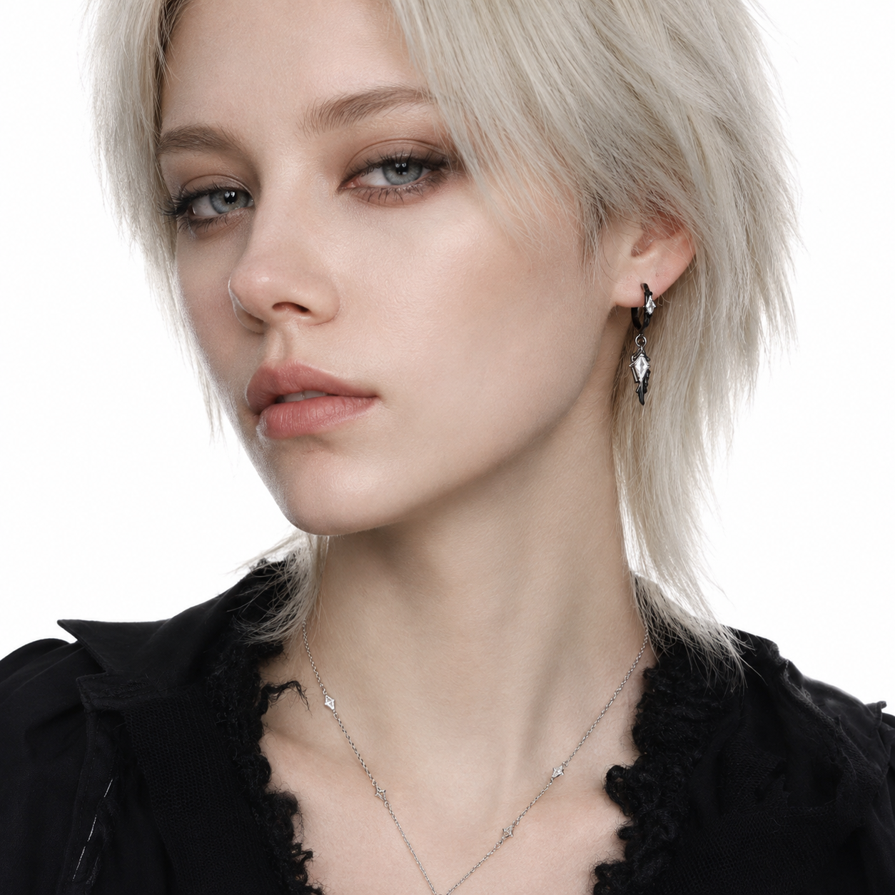 Fallen Feather Hoop Drop Earrings – styling view