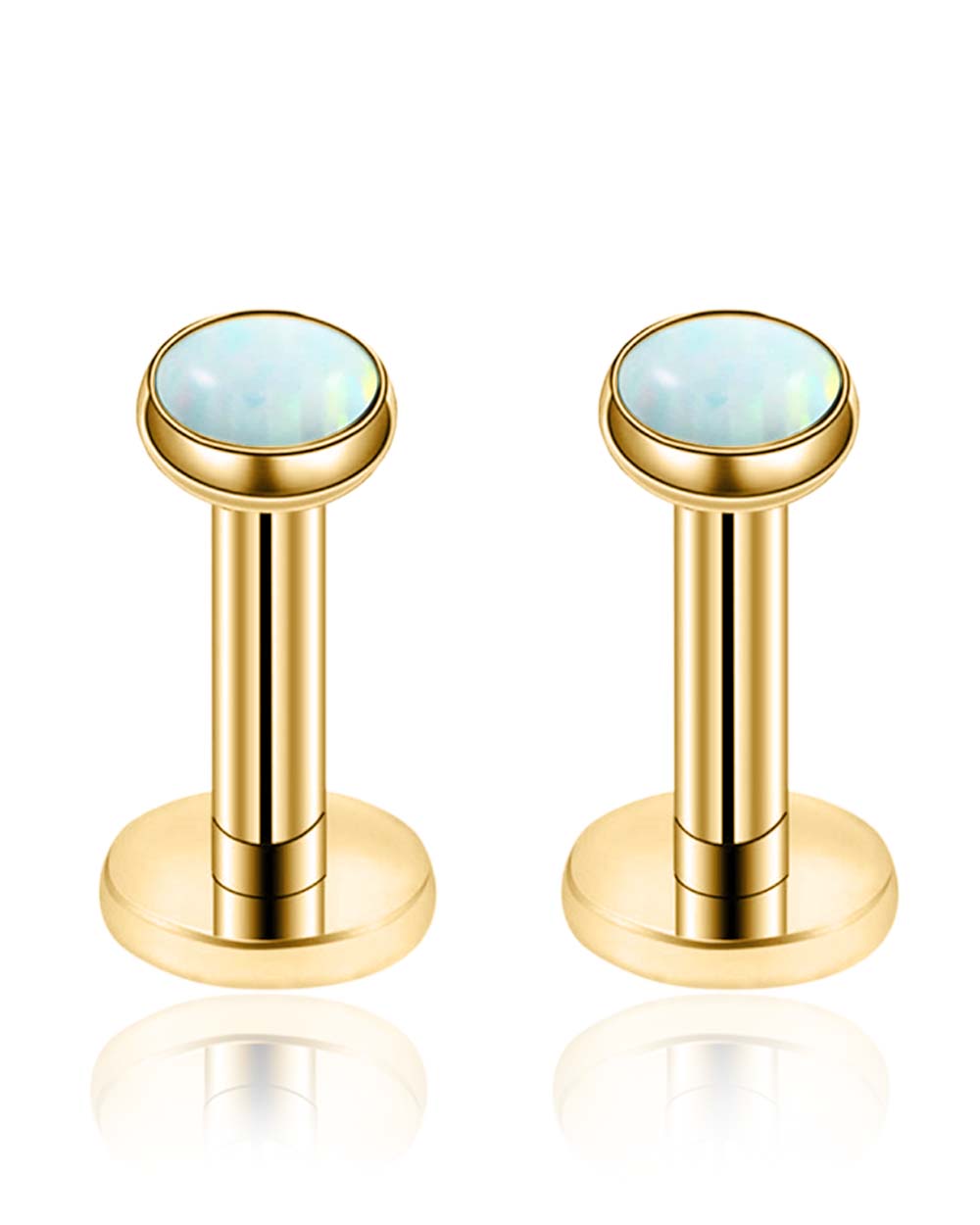 Vivid Colorful Opal Bezel Ear Piercing Earring Stud Set