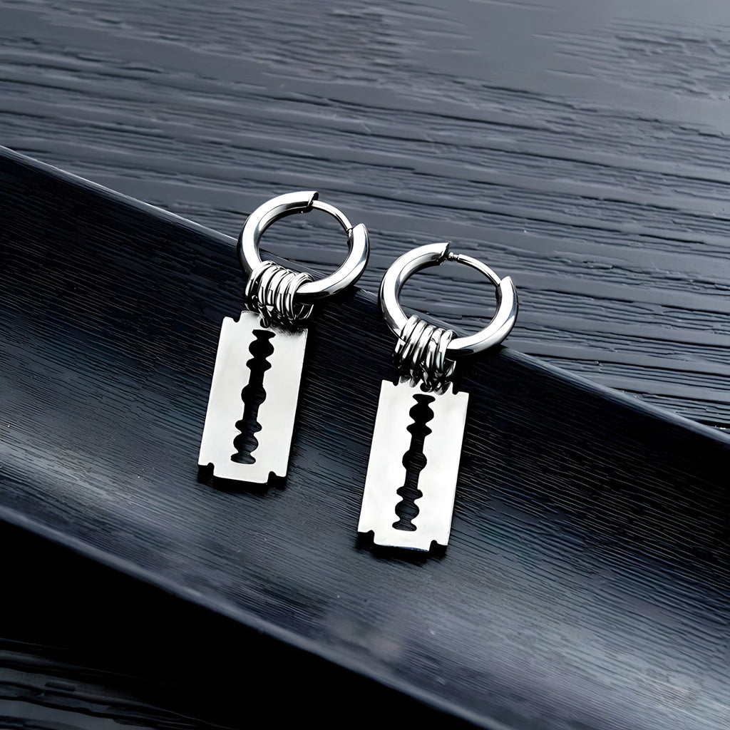 Razor Blade Stainless Steel Hoop Earrings