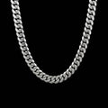 12mm Cuban link stainless steel chain necklace on a black background