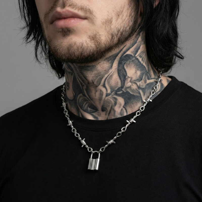 Barbed Lock Stainless Steel Necklace