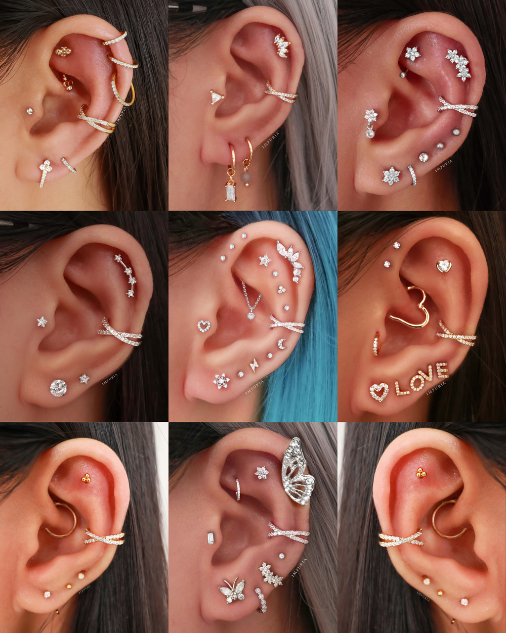 Olivia Crystal Pave Criss Cross X Ear Cuff Earring Set