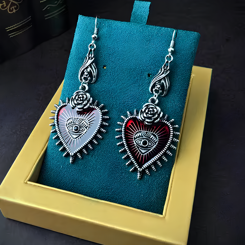 Blood Rose Red Crystal Earrings