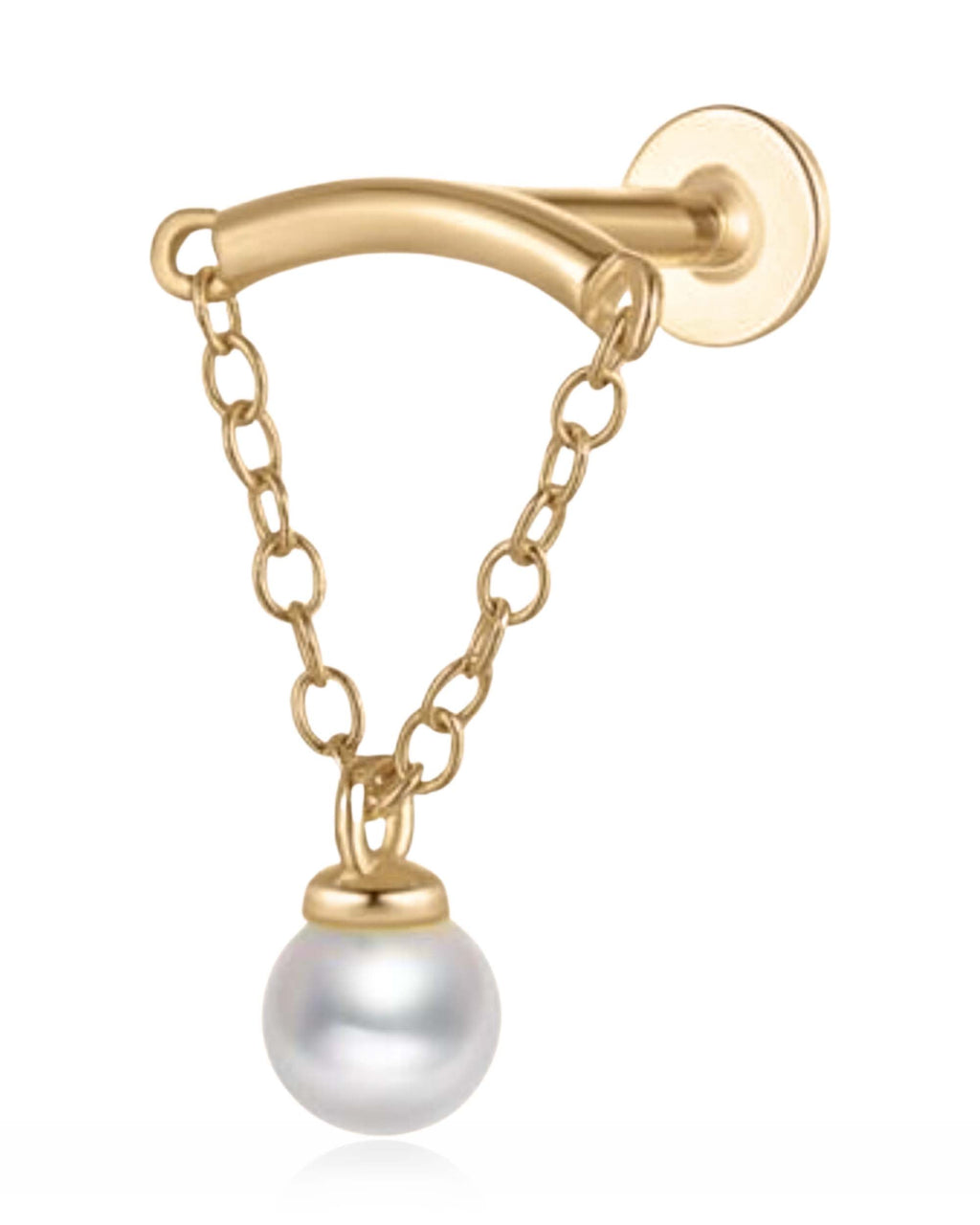 Absolute Hidden Helix Pearl Chain Drop Ear Piercing Earring Stud