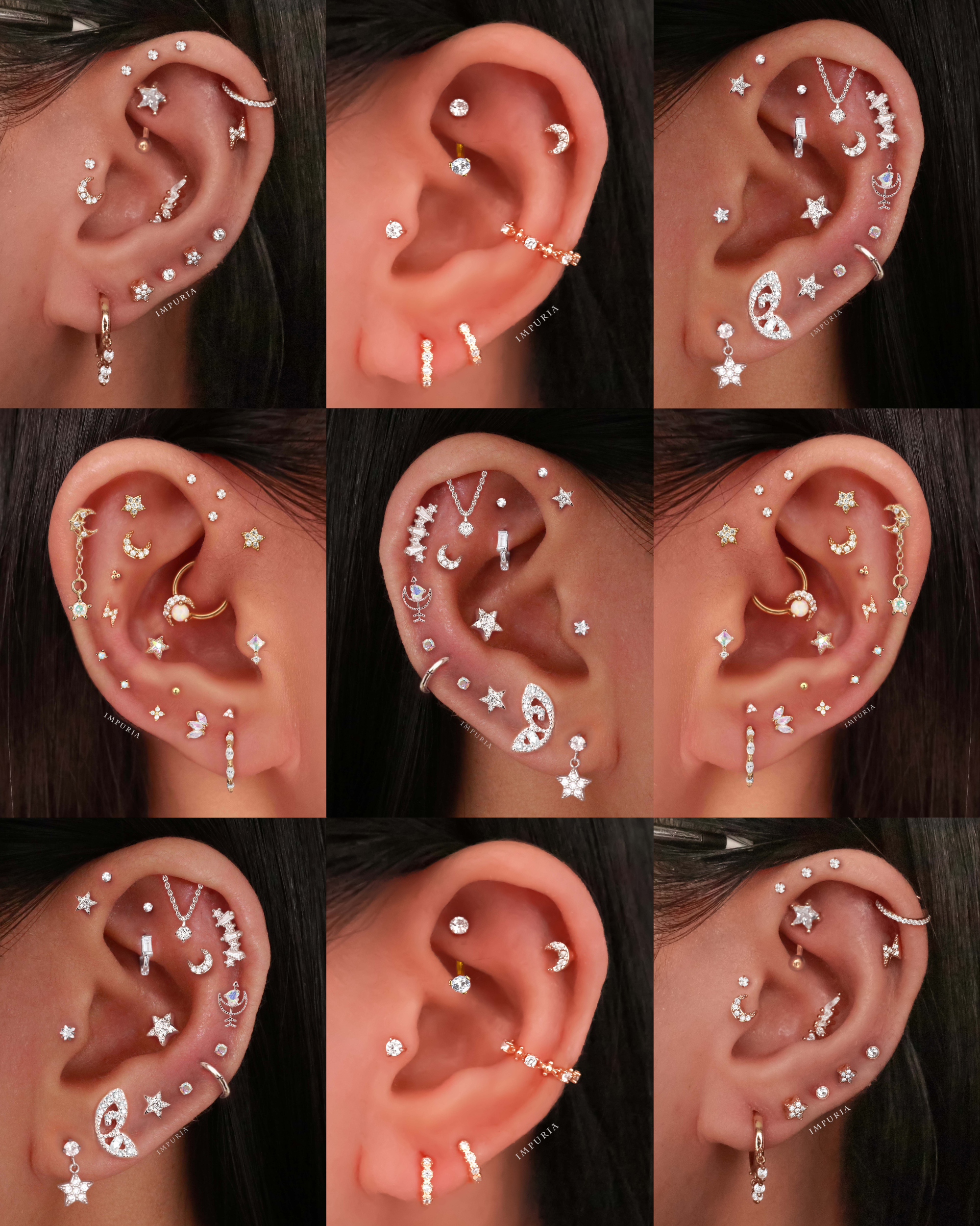 Serena Crystal Moon Ear Piercing Earring Stud