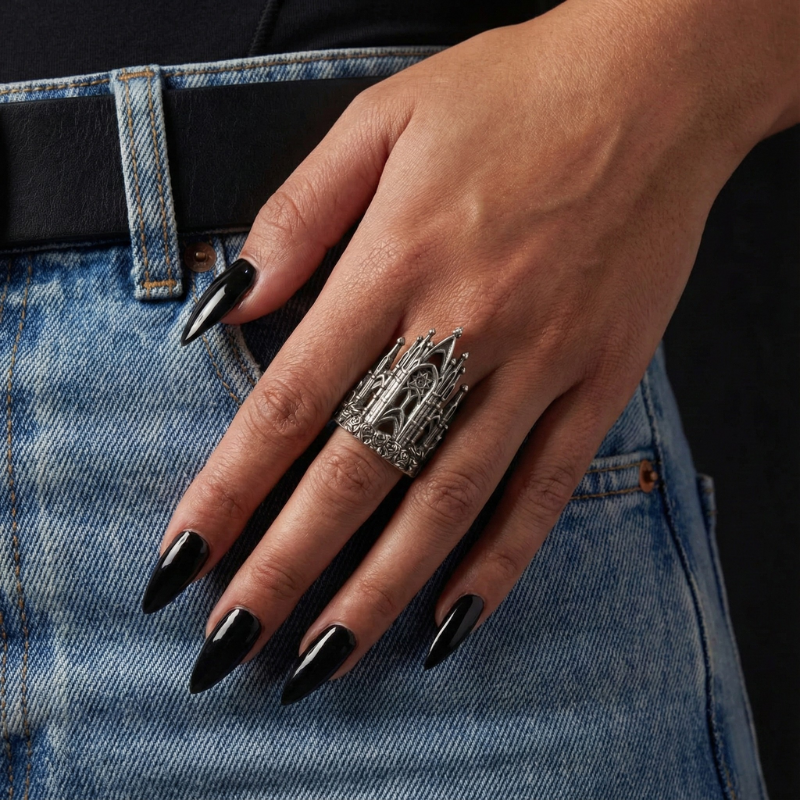 Black Faith Gothic Stainless Steel Ring