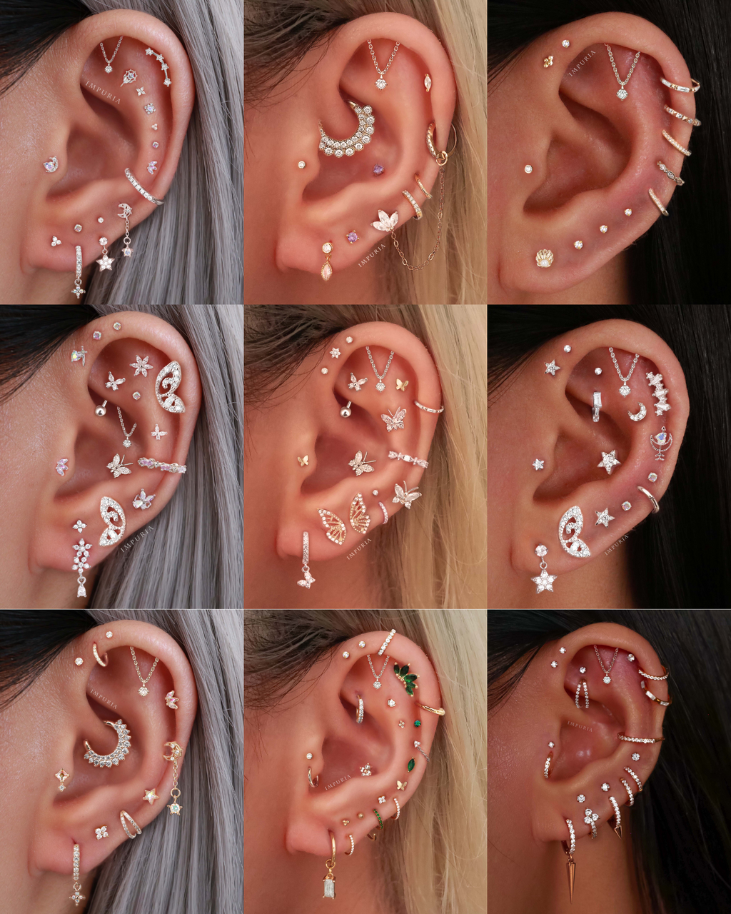 Absolute Hidden Helix Crystal Chain Drop Ear Piercing Earring Stud