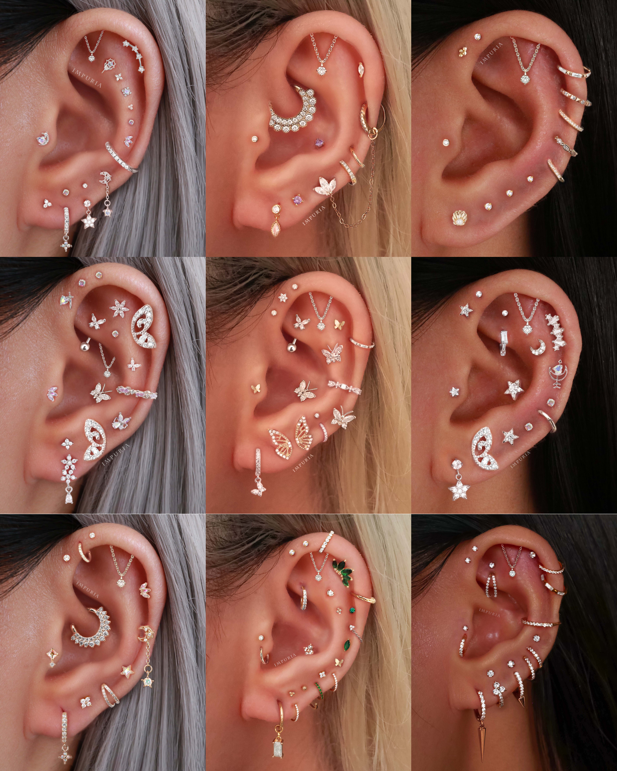 Absolute Hidden Helix Crystal Chain Drop Ear Piercing Earring Stud