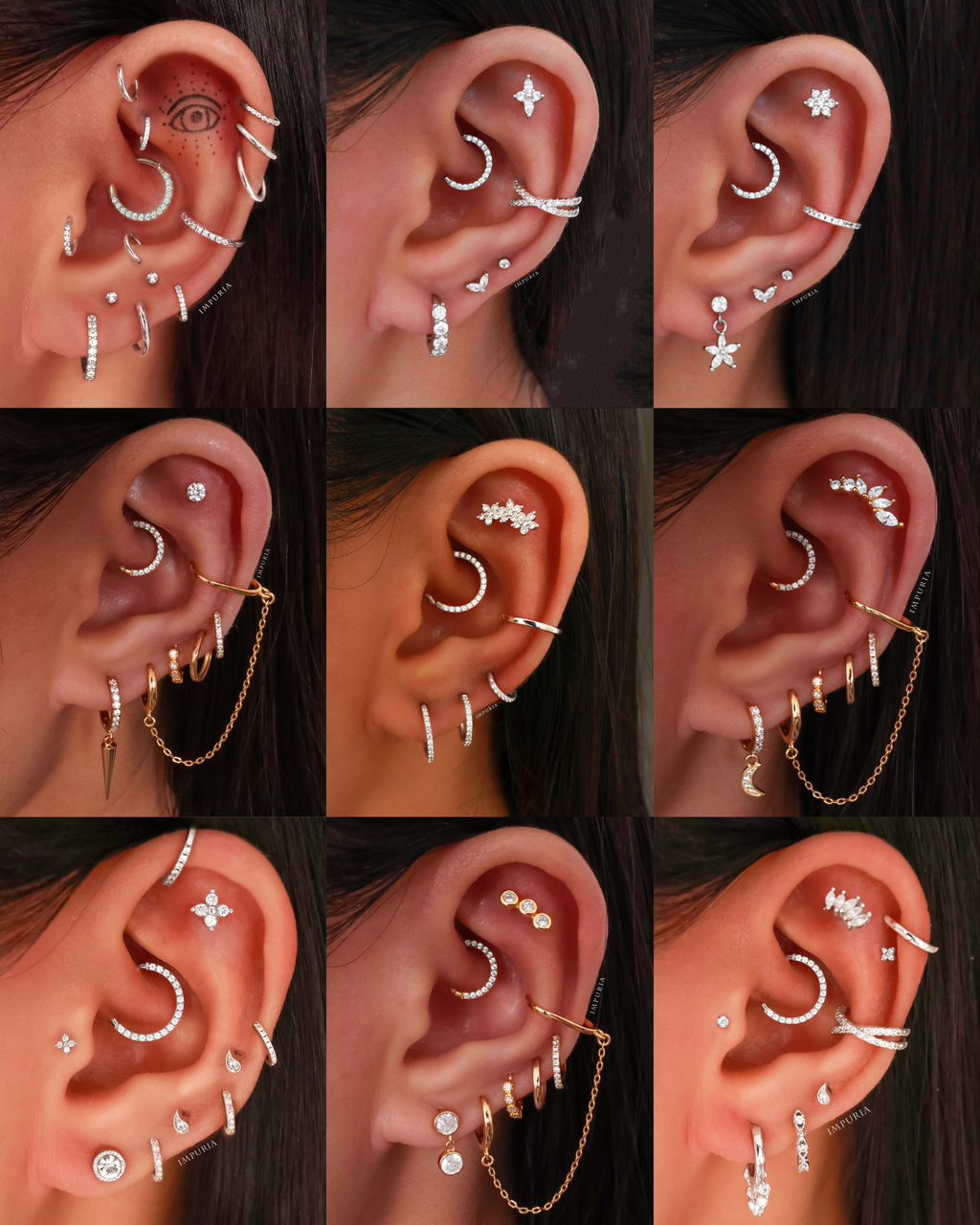 Glitter Crystal Pave Eternity Ear Piercing Ring Hoop Clicker