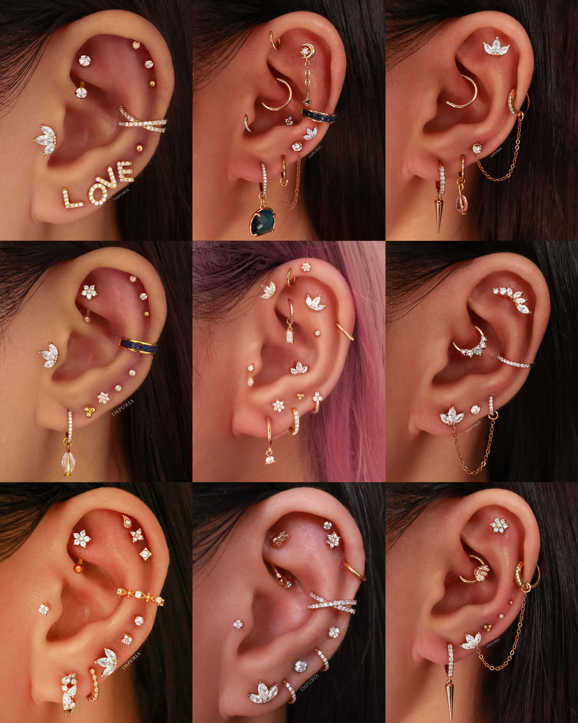 Alma Triple Marquise Cluster Ear Piercing Stud