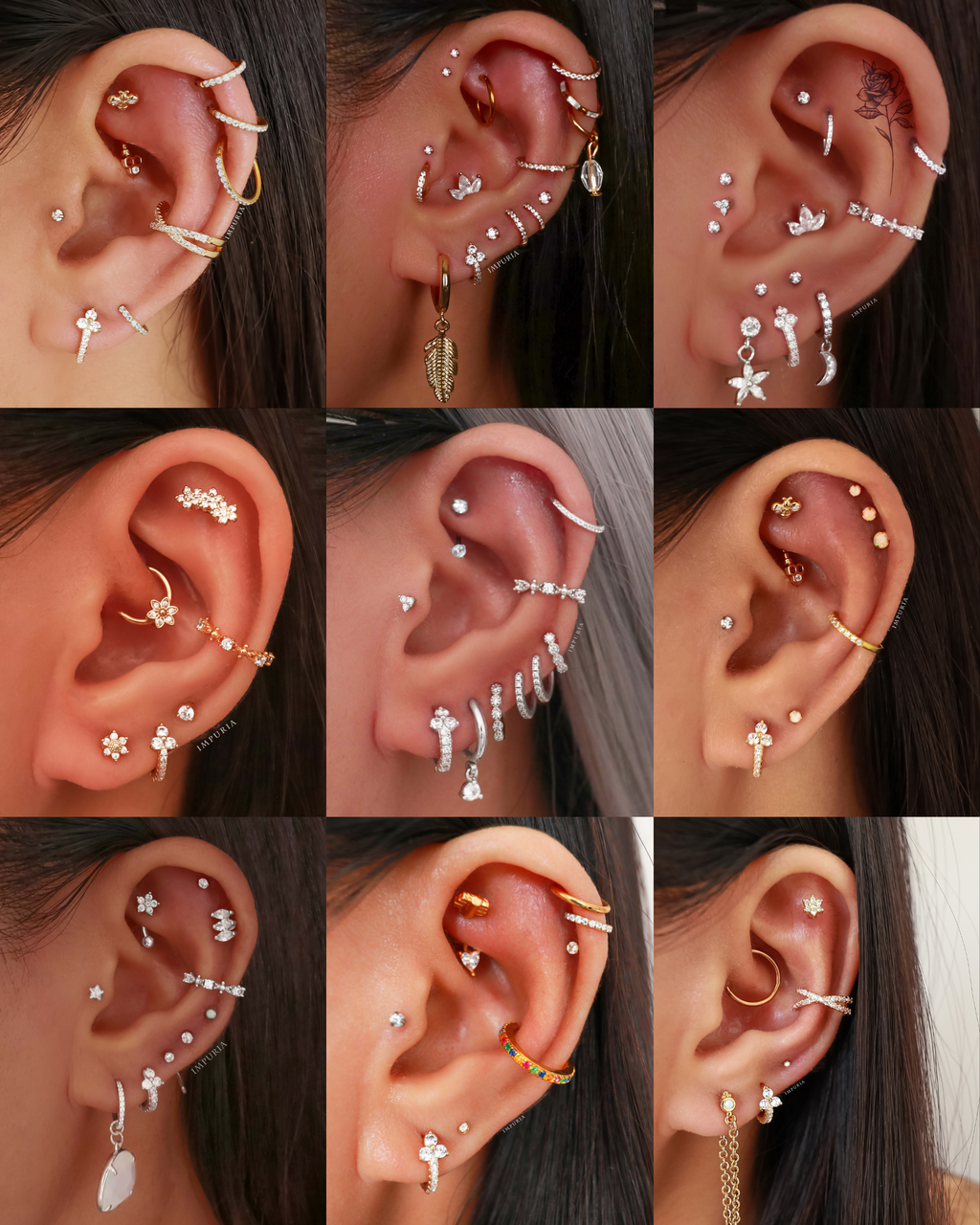 Kaia Crystal Lotus Pave Eternity Hoop Huggie Earrings