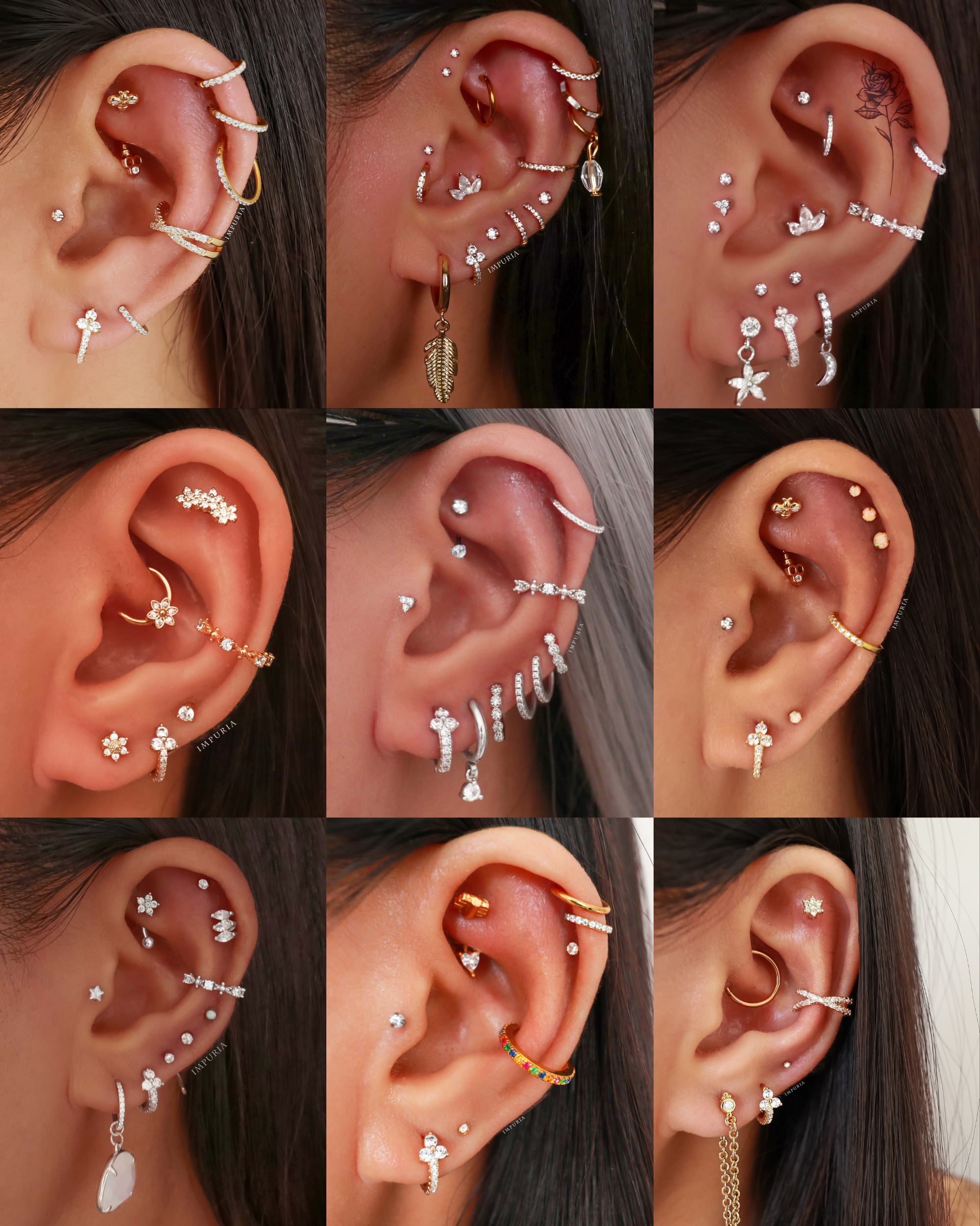 Kaia Crystal Lotus Pave Eternity Hoop Huggie Earrings