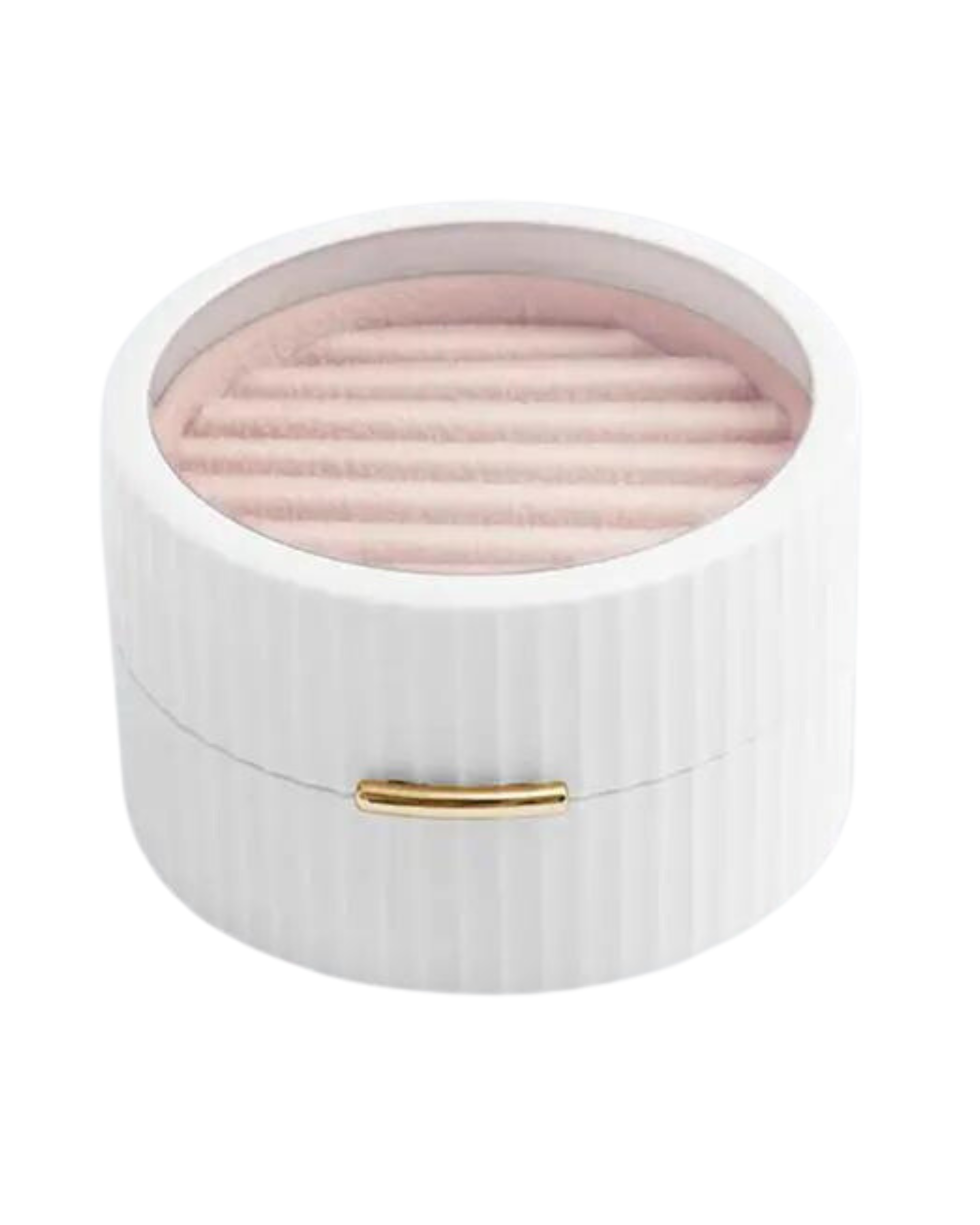 Sophia Cute Pink & White Small Round Jewelry Box