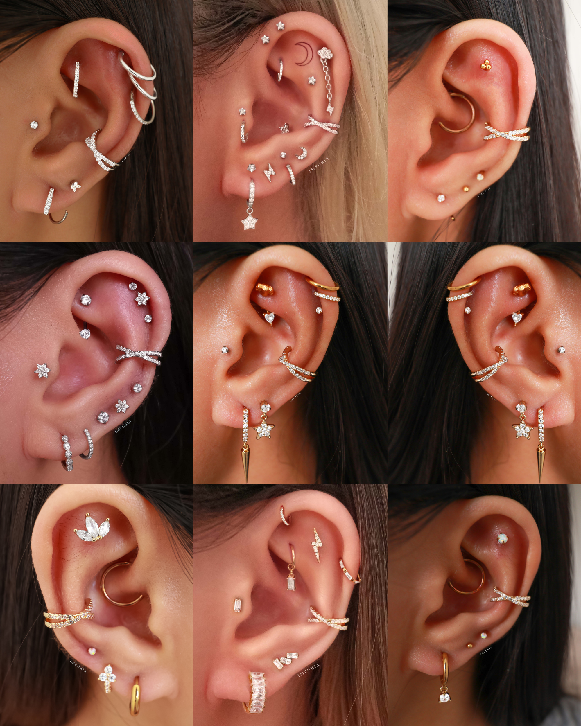 Olivia Crystal Pave Criss Cross X Ear Cuff Earring Set