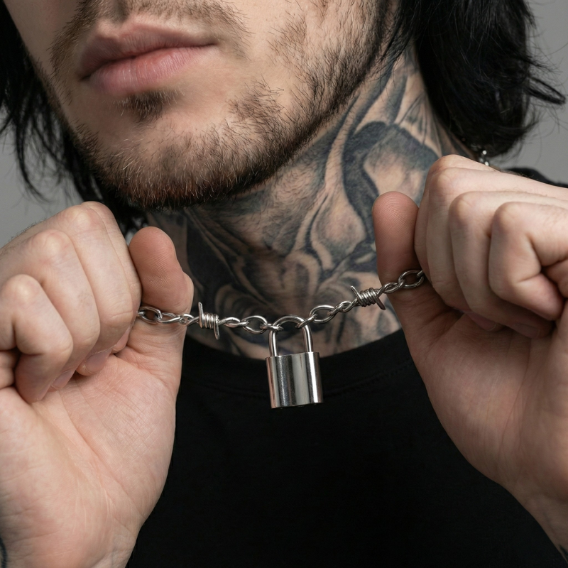 Barbed Lock Stainless Steel Necklace