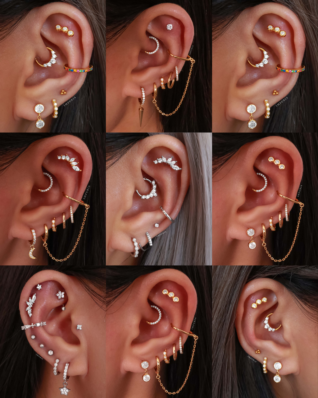 Jules Crystal Bezel Milgrain Hoop Huggie Earrings