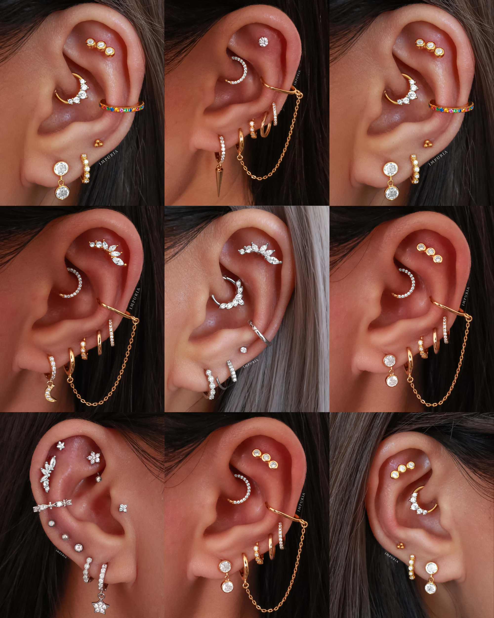 Jules Crystal Bezel Milgrain Hoop Huggie Earrings