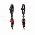 Fallen Feather Hoop Drop Earrings – Black / Red variant
