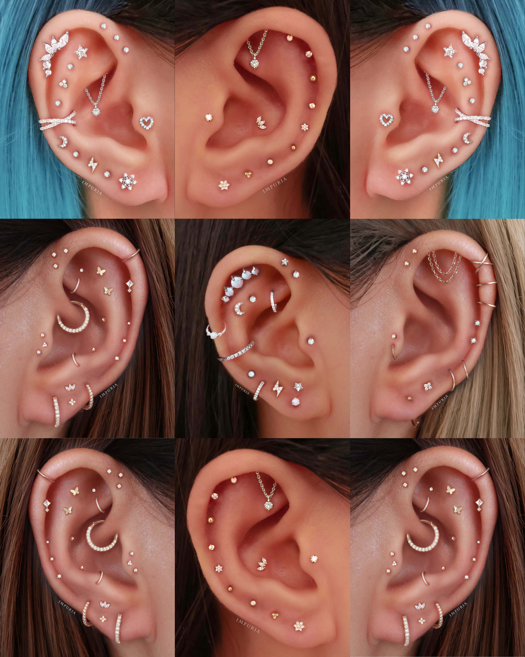 Aura Opal Sparkle Threaded Prong Ear Piercing Earring Stud Set