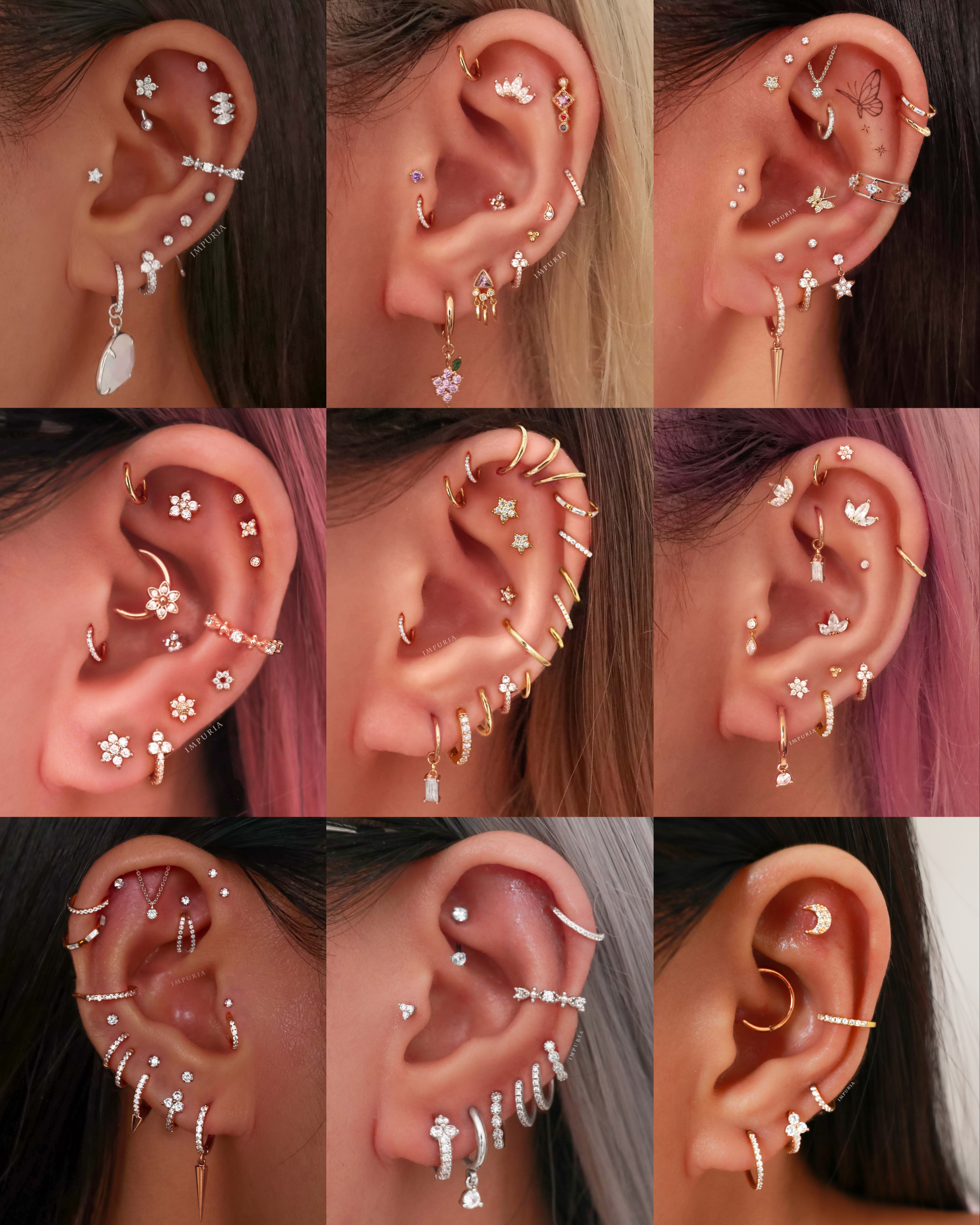 Kaia Crystal Lotus Pave Eternity Hoop Huggie Earrings