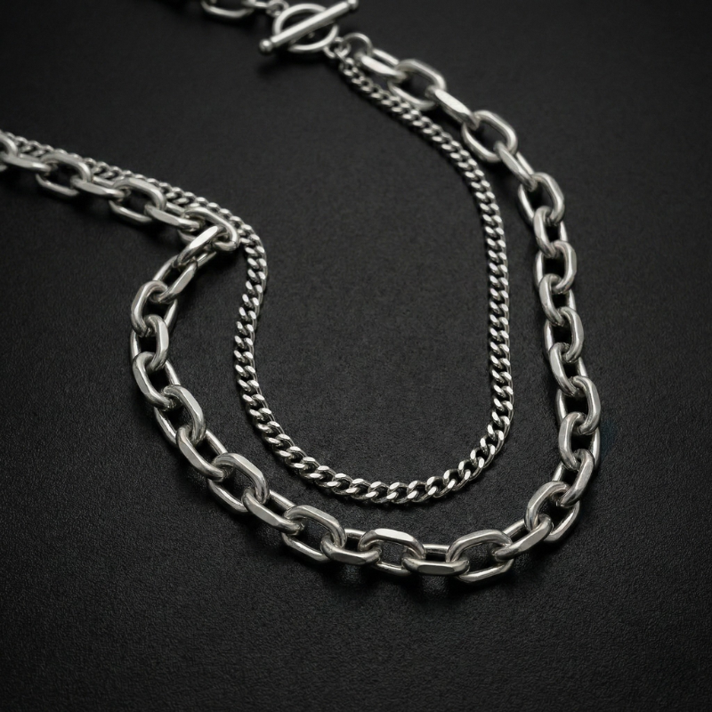Layered Statement Stainless Steel Necklace