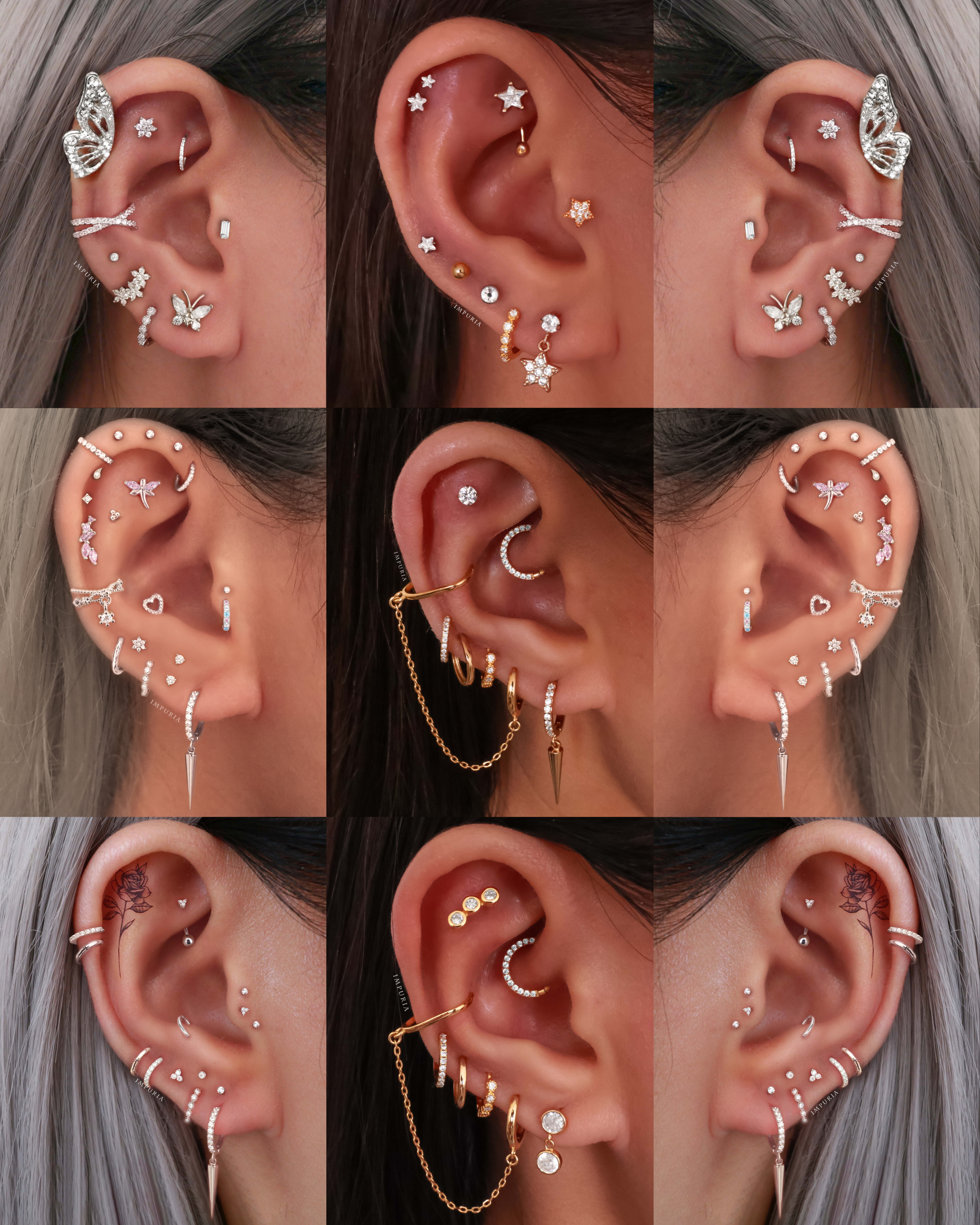 Jules Crystal Bezel Milgrain Hoop Huggie Earrings