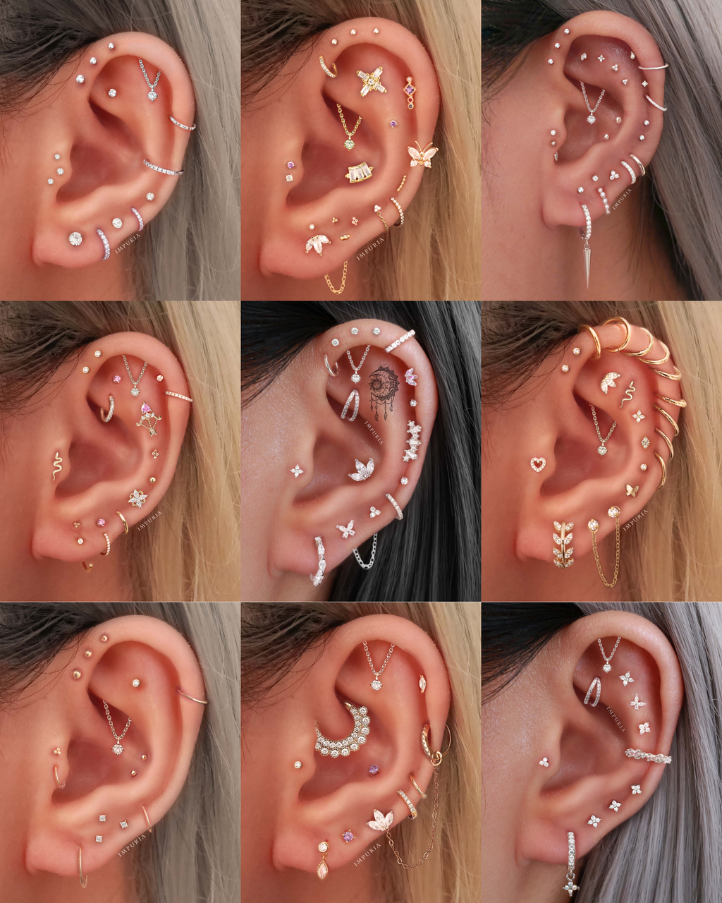 Absolute Hidden Helix Crystal Chain Drop Ear Piercing Earring Stud