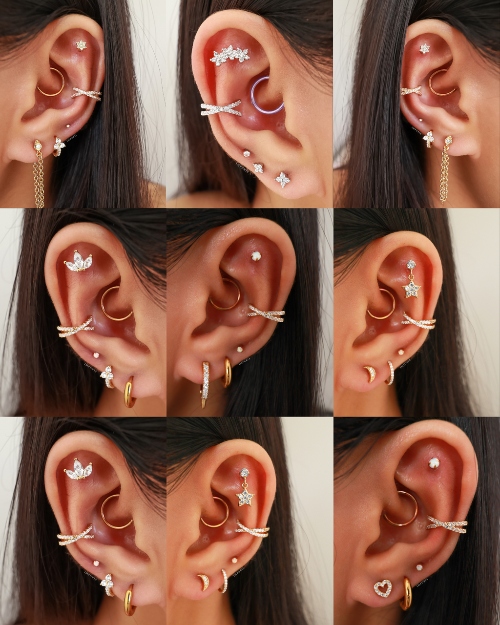 Olivia Crystal Pave Criss Cross X Ear Cuff Earring Set