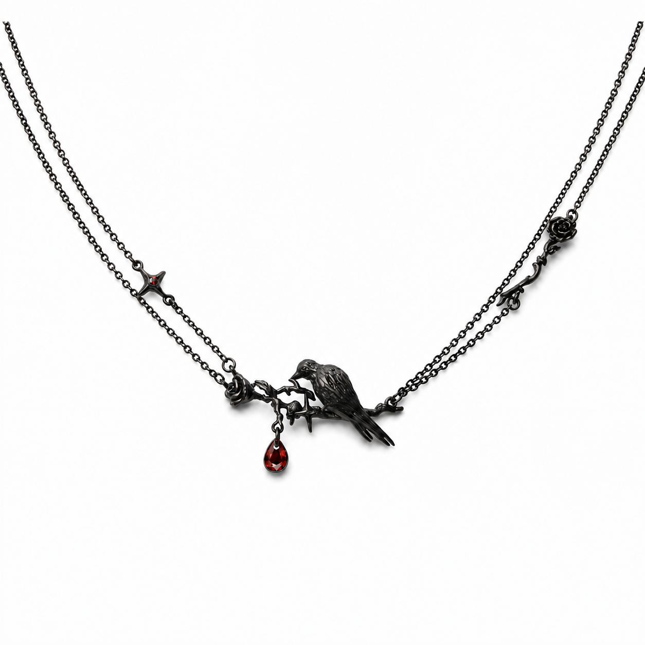 Raven Rose Black Layered Necklace