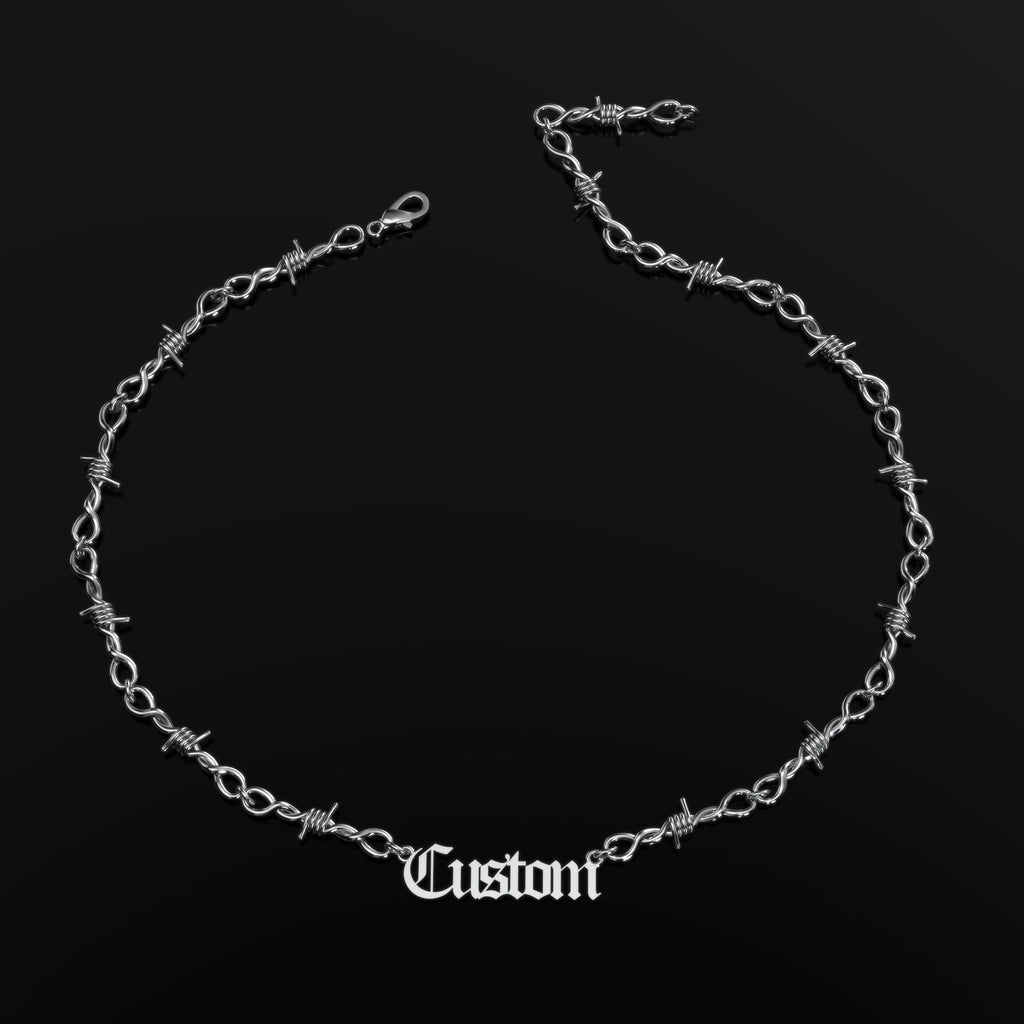 Custom Barb Wire Stainless Steel Name Necklace