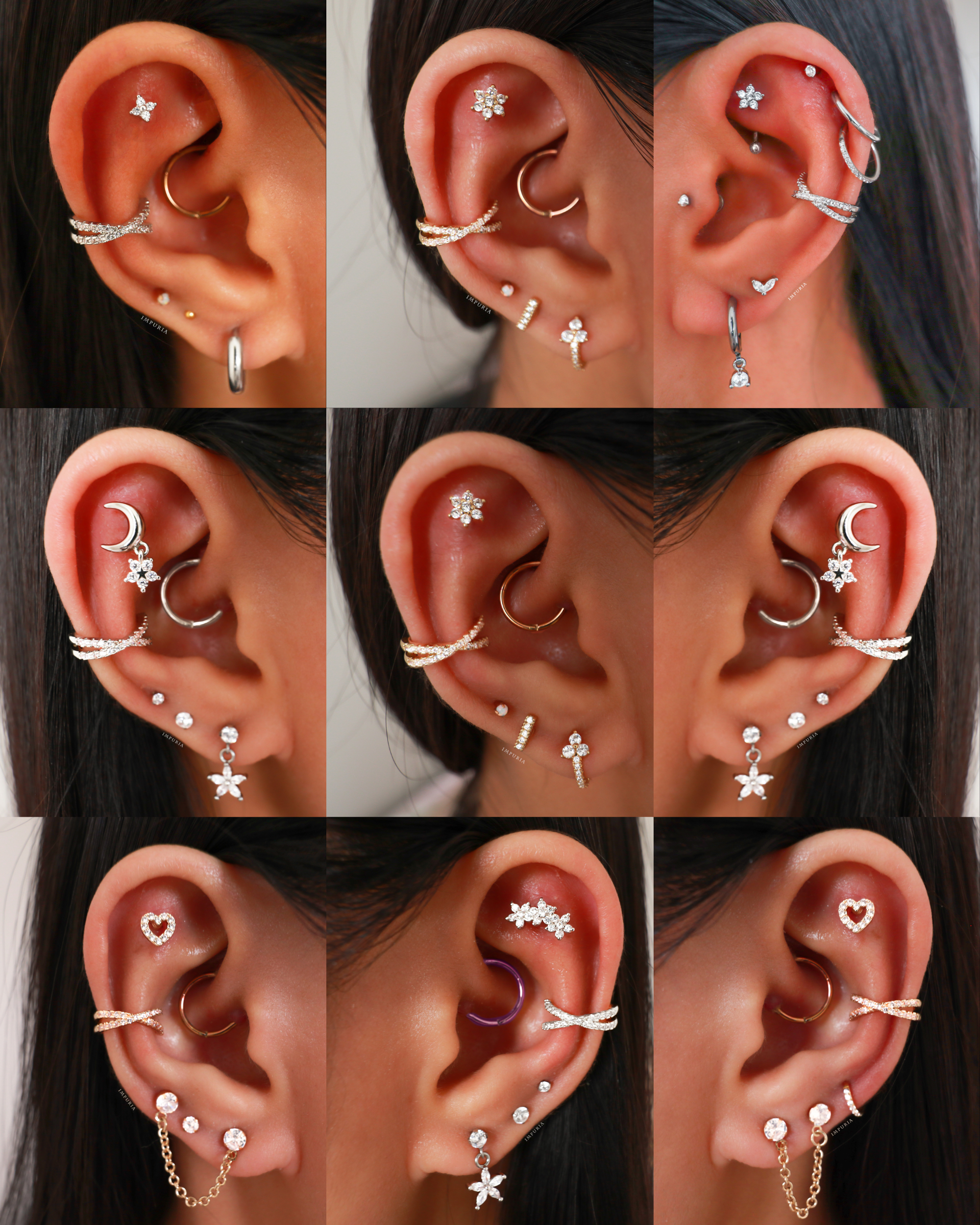 Olivia Crystal Pave Criss Cross X Ear Cuff Earring Set