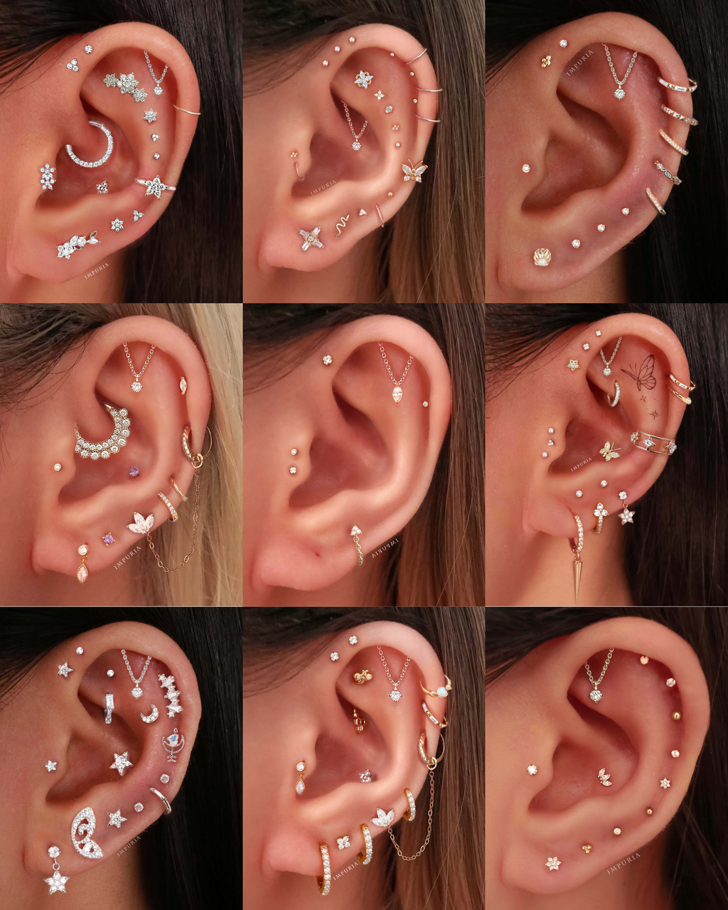 Absolute Hidden Helix Crystal Chain Drop Ear Piercing Earring Stud