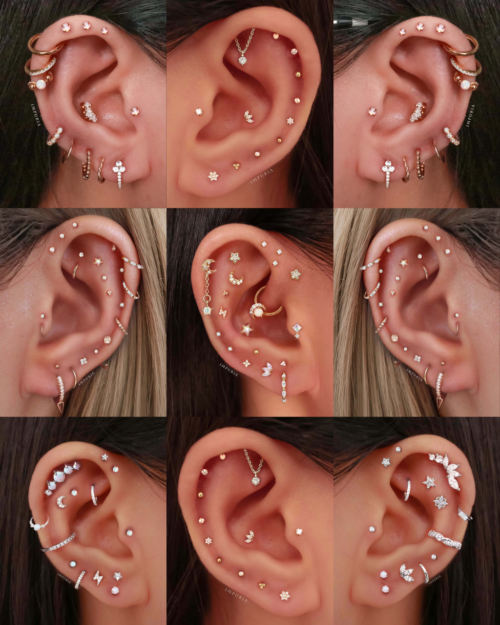 Aura Opal Sparkle Threaded Prong Ear Piercing Earring Stud Set