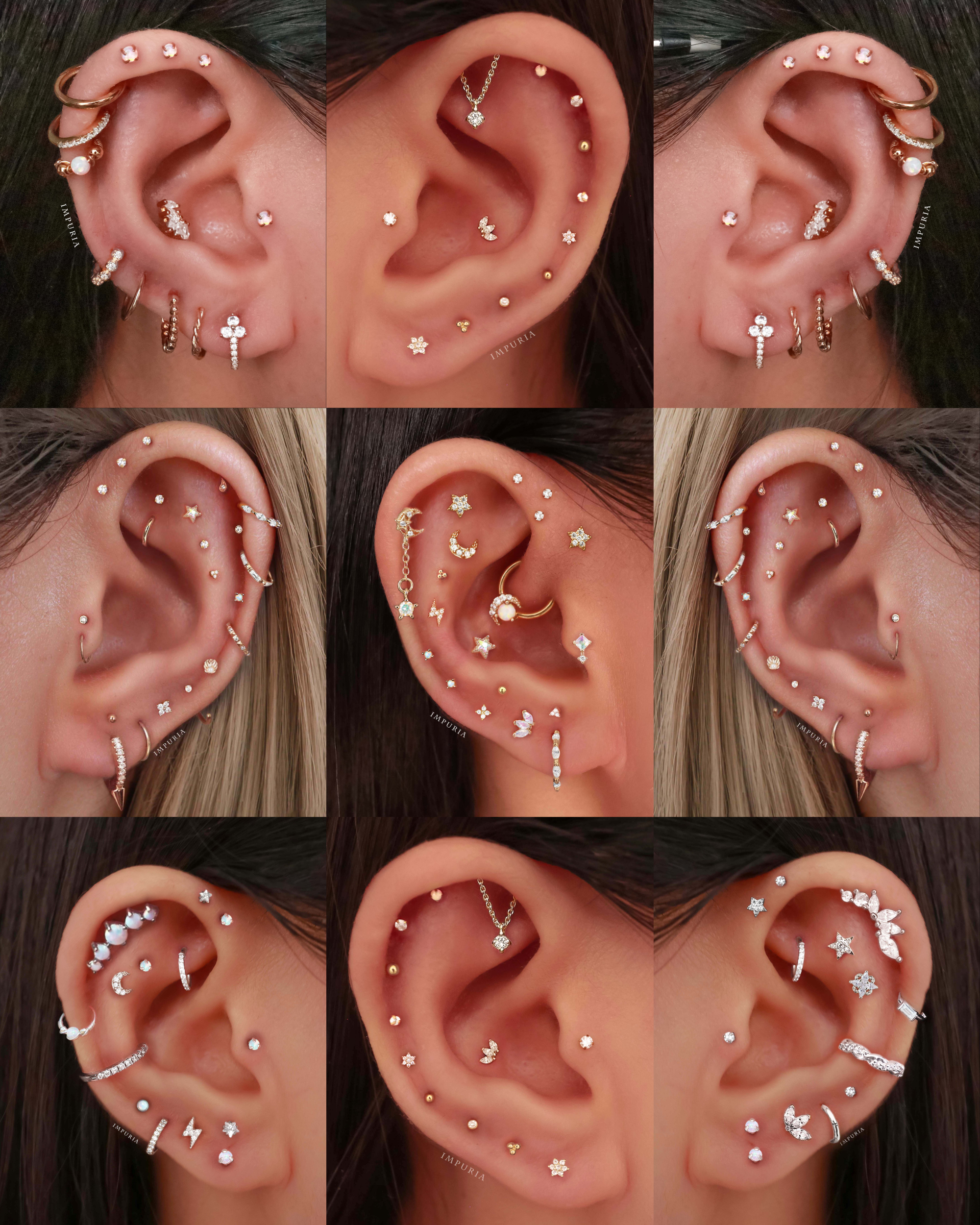 Aura Opal Sparkle Threaded Prong Ear Piercing Earring Stud Set