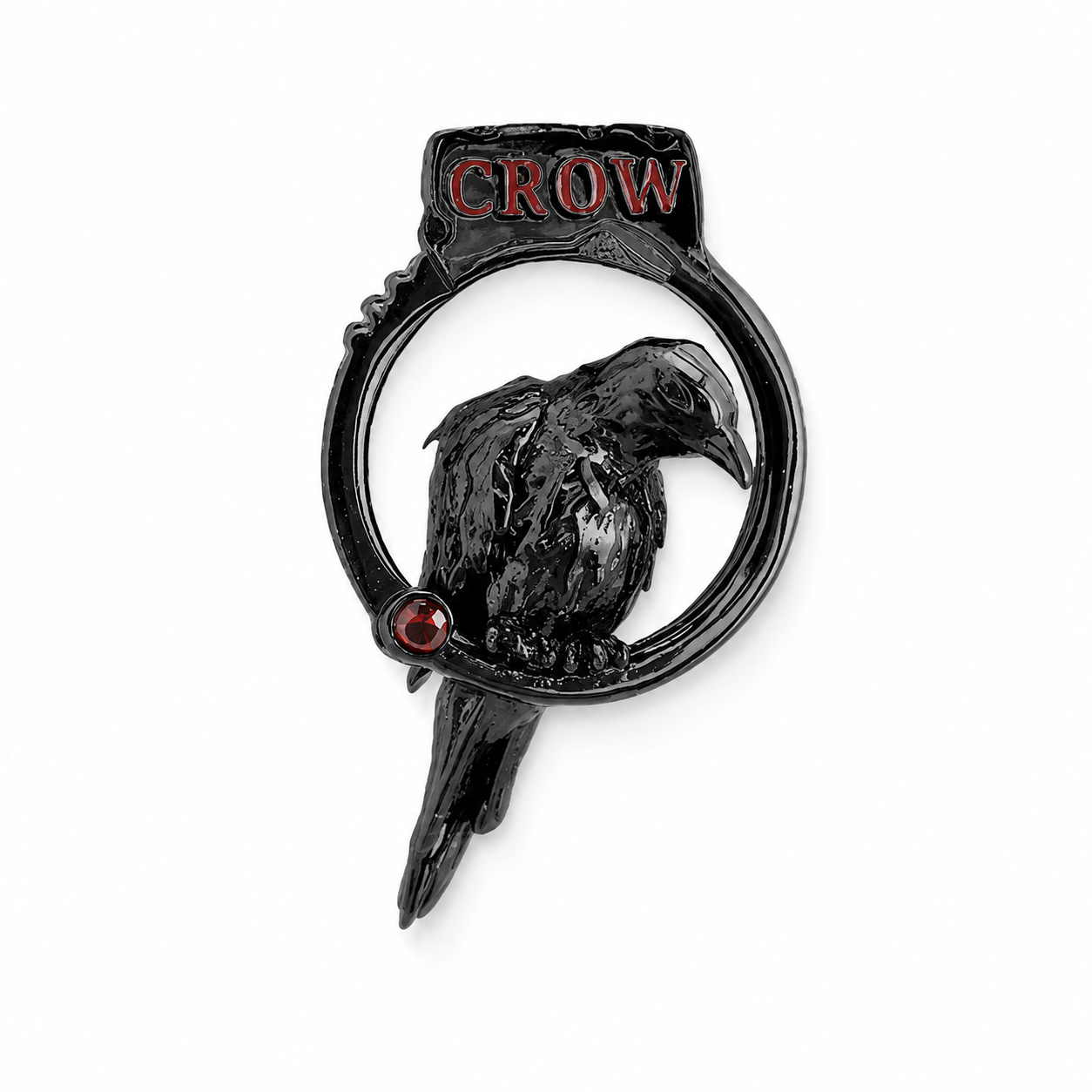 Crow Sigil Gothic Stud Earrings in black and silver – styling view