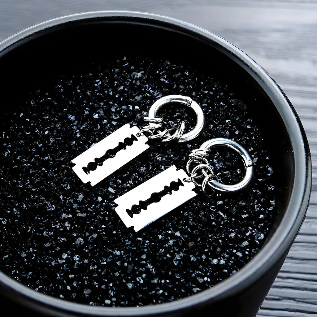 Razor Blade Stainless Steel Hoop Earrings