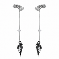 Raven Relic Long Clip-On Earrings – Black / Red variant