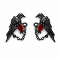 Crimson Raven Chain 925 Sterling Silver Earrings – Black variant