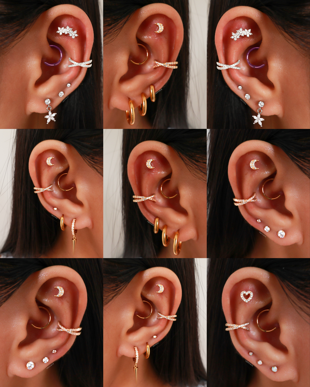 Olivia Crystal Pave Criss Cross X Ear Cuff Earring Set