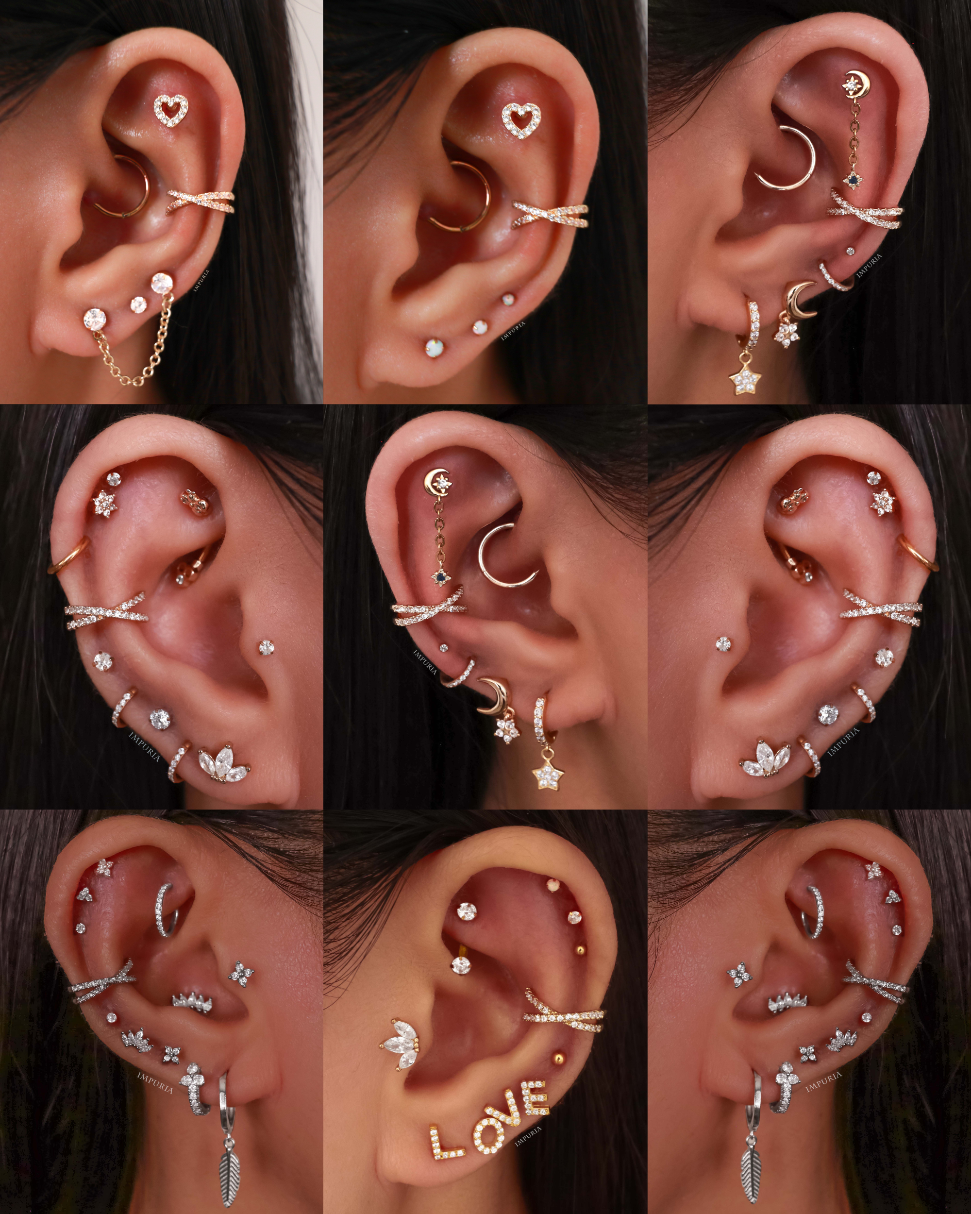 Olivia Crystal Pave Criss Cross X Ear Cuff Earring Set