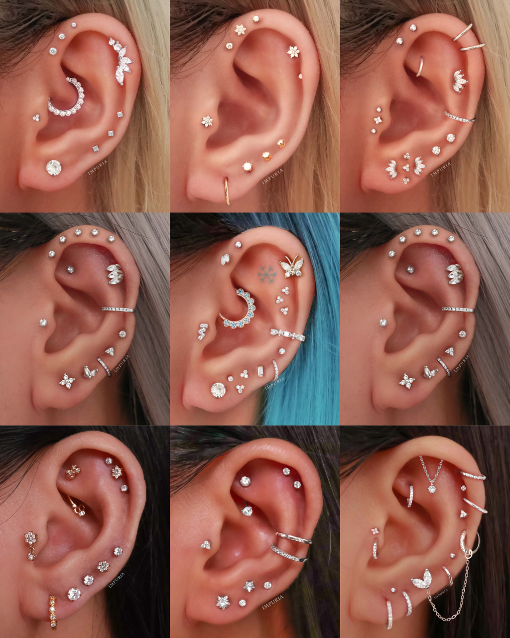 Sparkle Crystal Threaded Prong Ear Piercing Earring Stud Set