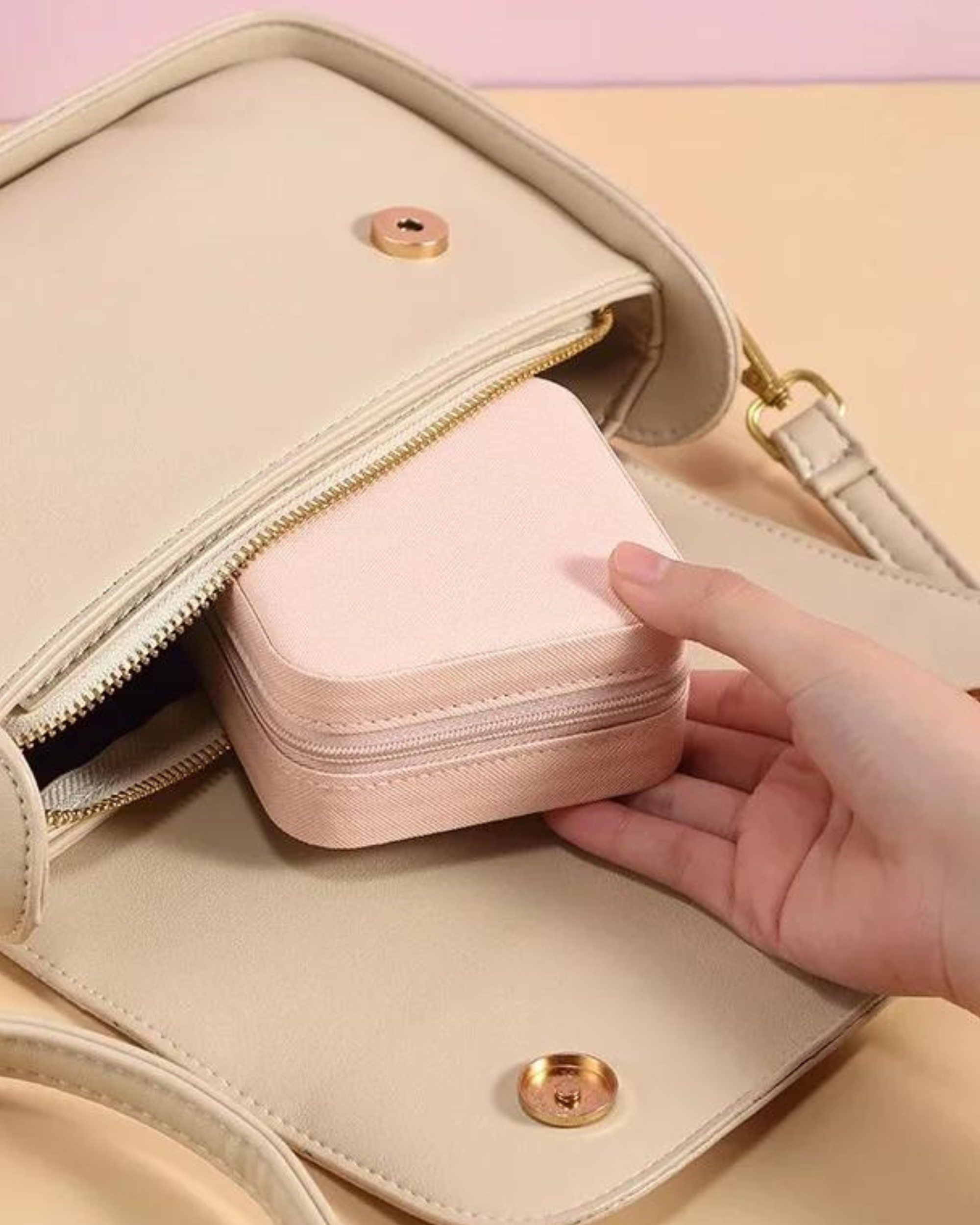 Stella Pleather Zipped Travel Jewelry Box