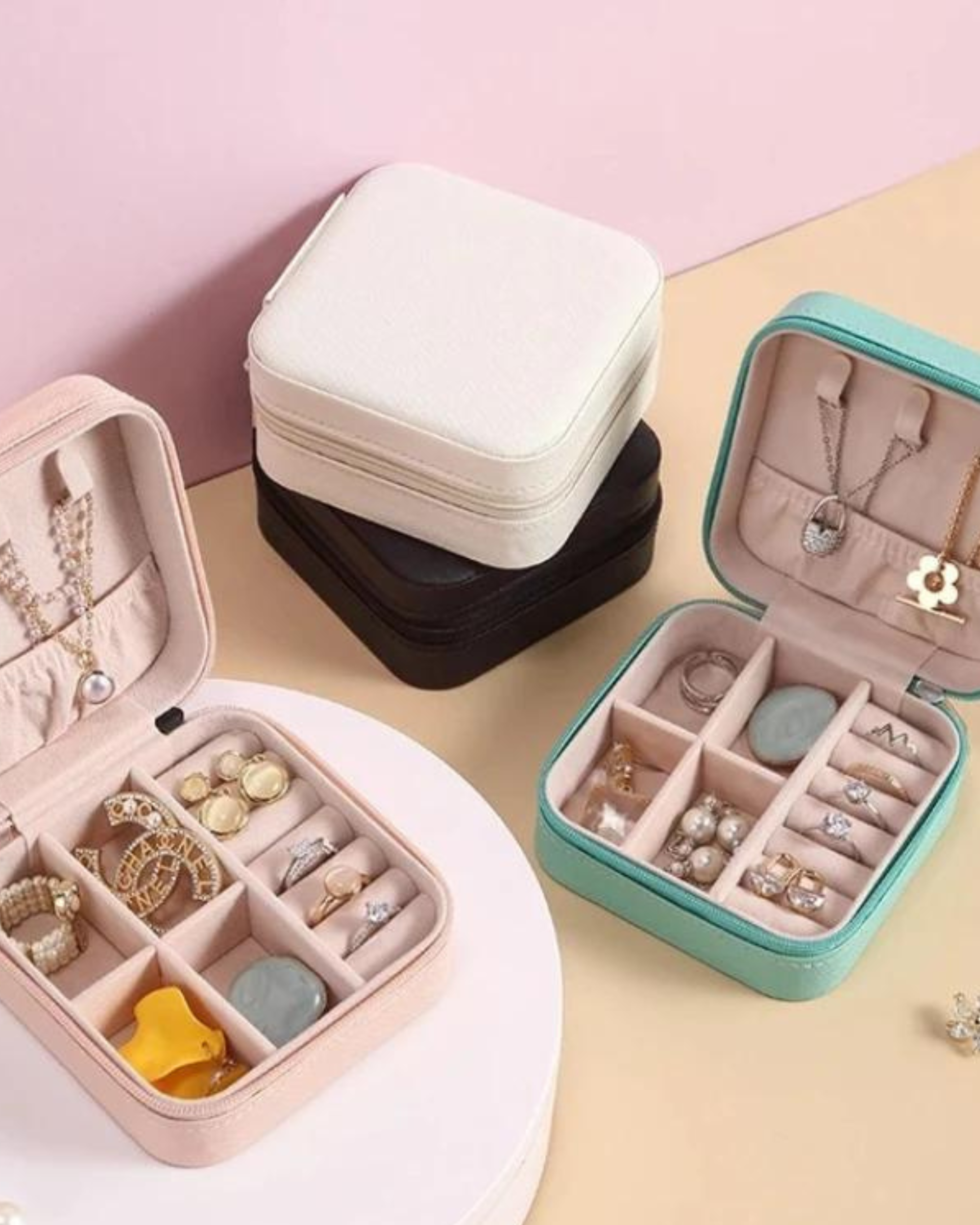 Stella Pleather Zipped Travel Jewelry Box