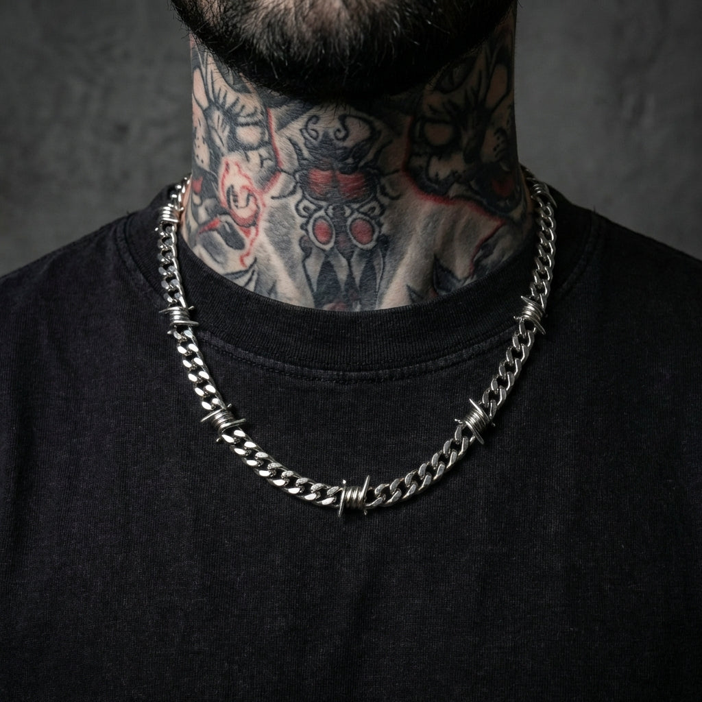 9mm Barb Wire Cuban Link Stainless Steel Chain