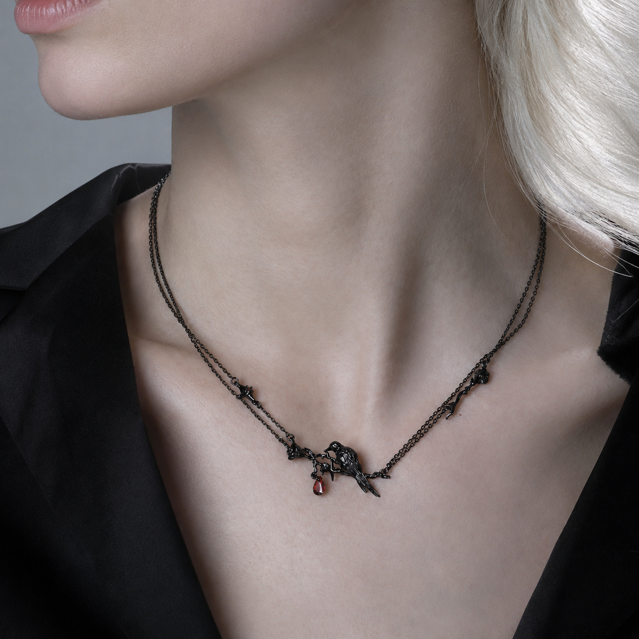Raven Rose Black Layered Necklace – alternate product view