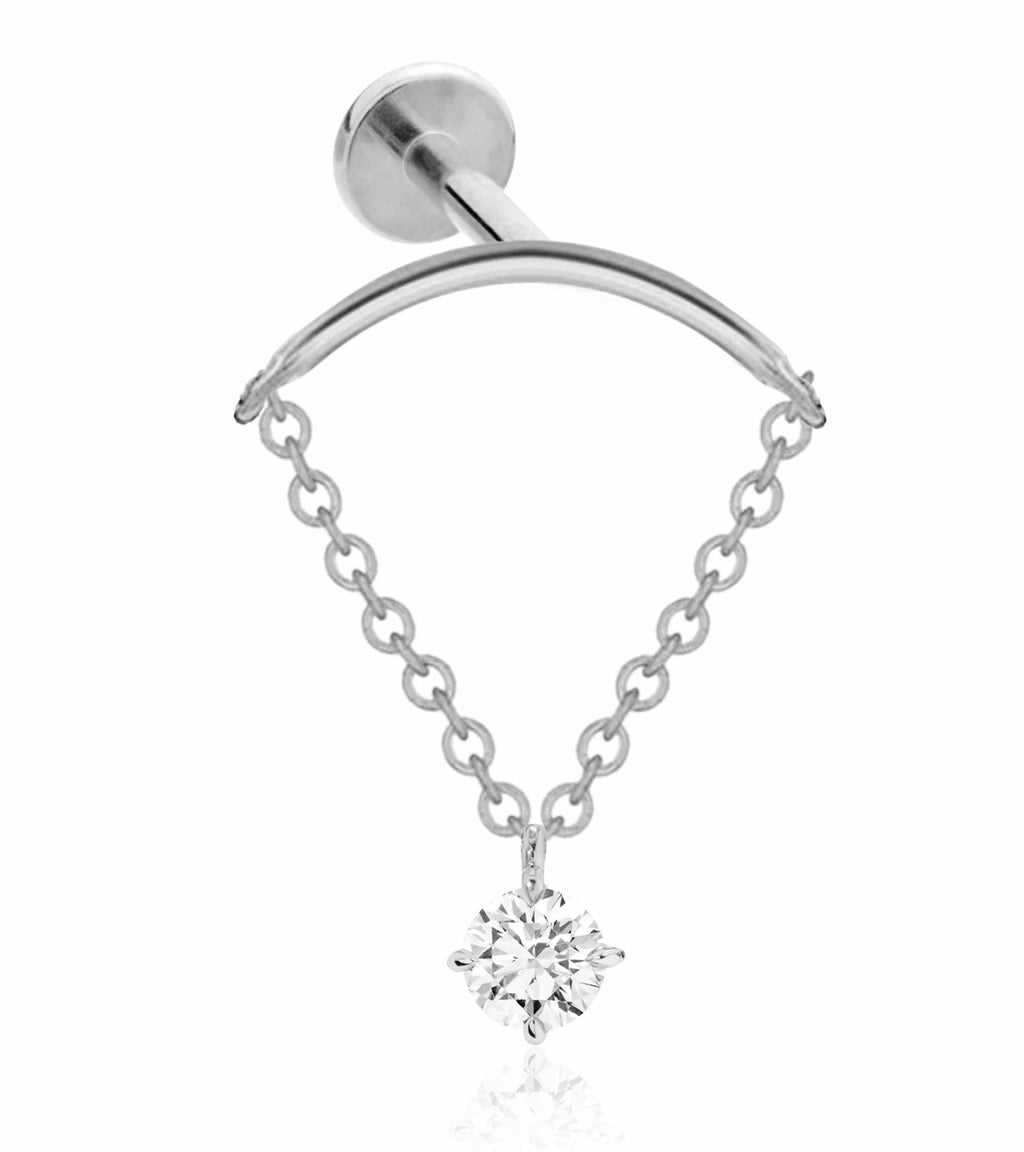 Absolute Hidden Helix Crystal Chain Drop Ear Piercing Earring Stud