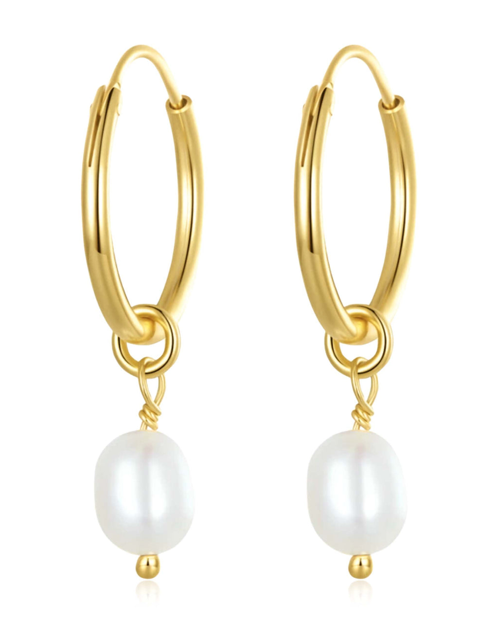 Belle Pearl Drop Hoop Earrings